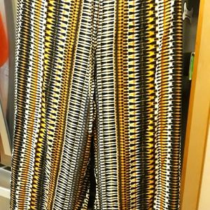 Geo & Stripes Print Wide Leg Pants 3X